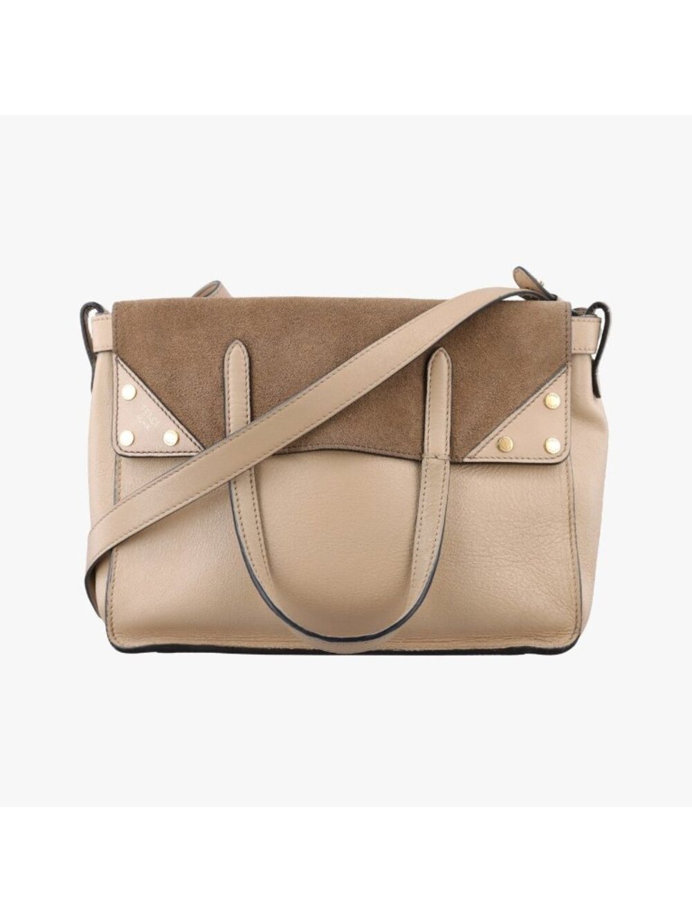 Fendi Flip Beige Brown Leather